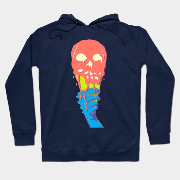 Neo Pop Neon Death's Head Skull Creamsicle Waffle Cone Hoodie by Theokotos